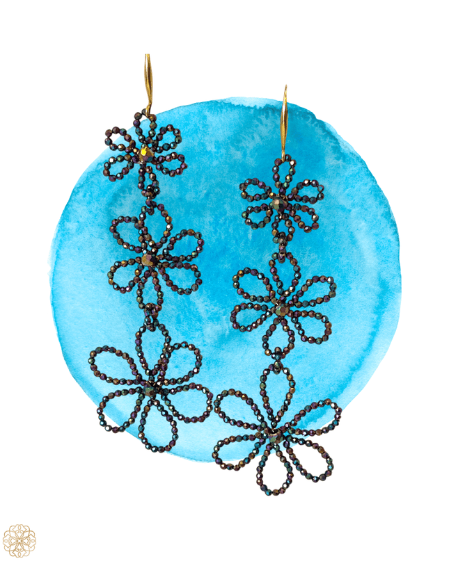 Bold beaded floral earrings - Sundara Joon