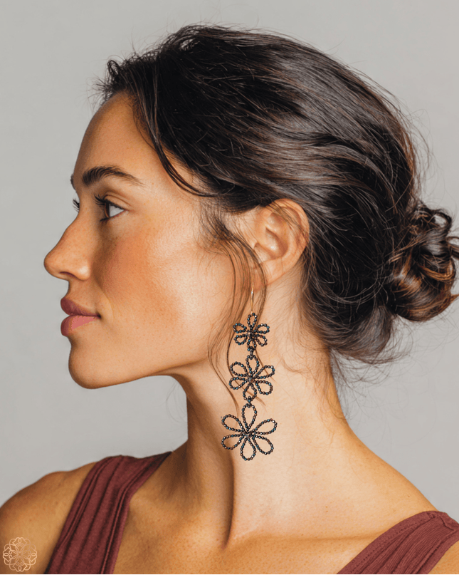 Bold beaded floral earrings - Sundara Joon