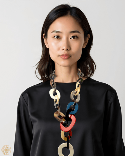 Bold chainlink statement necklace with a spot of color - Sundara Joon