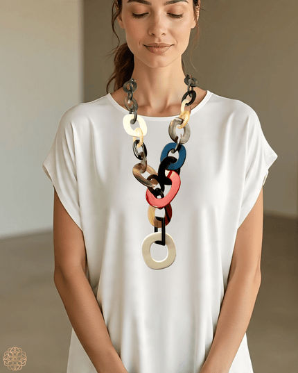 Bold chainlink statement necklace with a spot of color - Sundara Joon