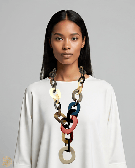Bold chainlink statement necklace with a spot of color - Sundara Joon