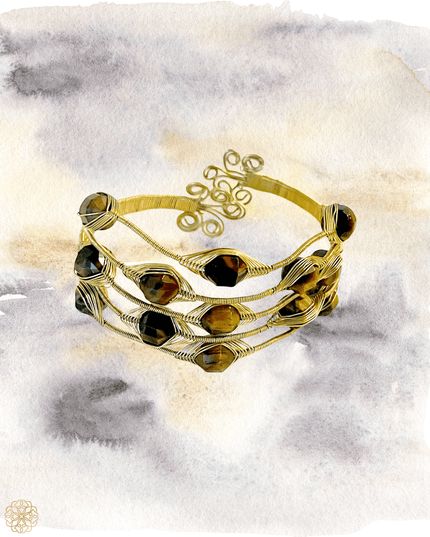 Bold multi layered woven gemstone bracelet - Sundara Joon