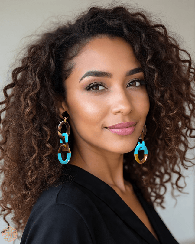 Bold turquoise horn drop earring - Sundara Joon