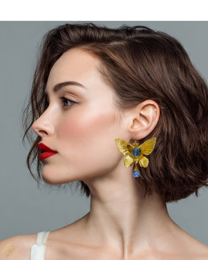 Large gemstone butterfly statement earrings - Sundara Joon