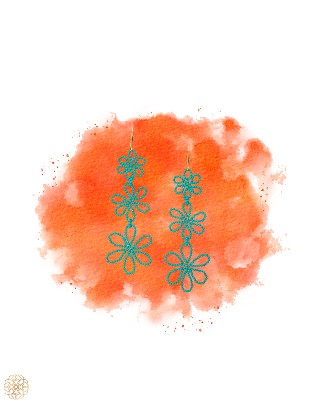Bold beaded floral earrings