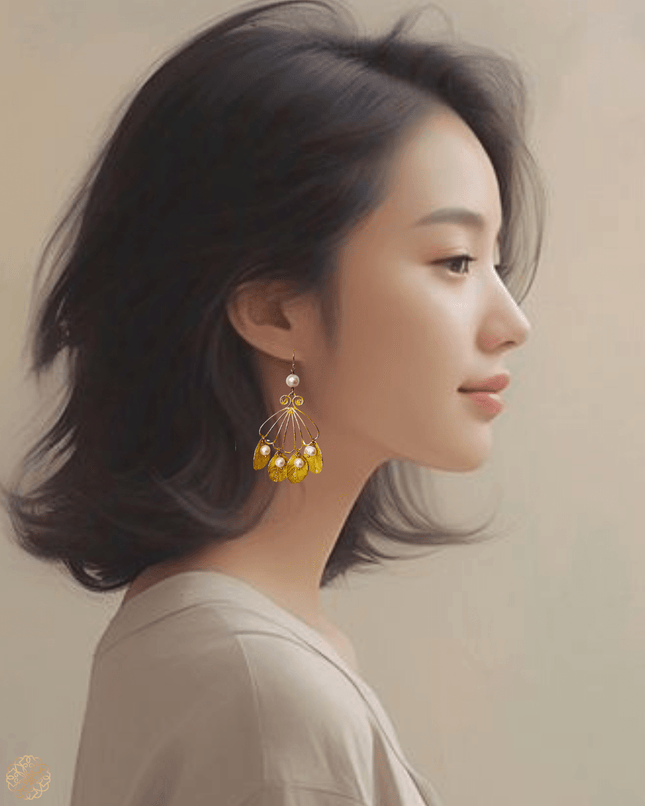 Botanic fan of pearls drop earrings - Sundara Joon