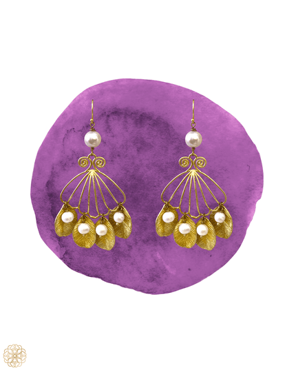 Botanic fan of pearls drop earrings - Sundara Joon