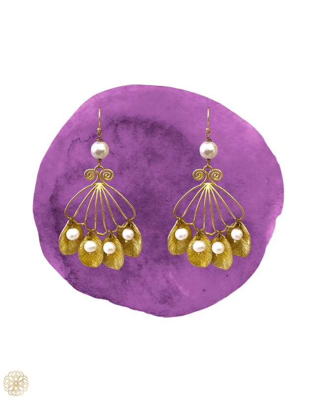 Botanic fan of pearls drop earrings - Sundara Joon