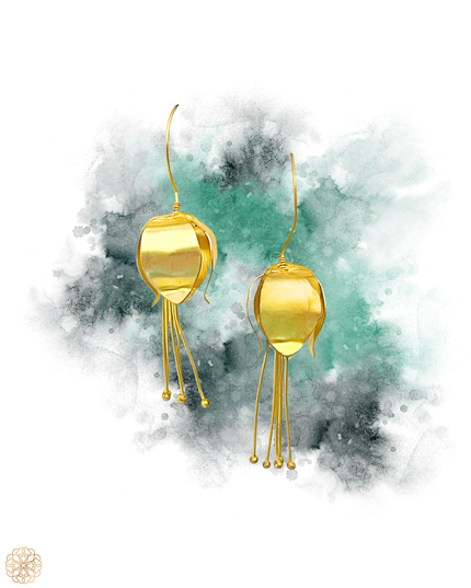 Inverted flower dangling statement earring - Sundara Joon