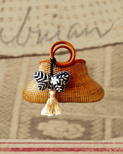 Butterfly fabric blue and white tassel decoration - Sundara Joon