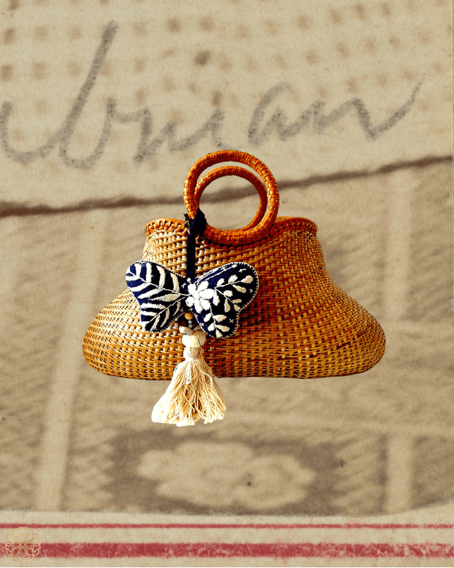 Butterfly fabric blue and white tassel decoration - Sundara Joon