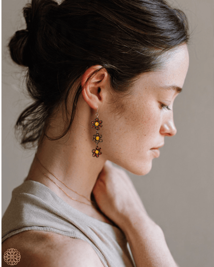 Cascade of flowers amber drop earrings - Sundara Joon