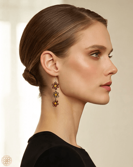 Cascade of flowers amber drop earrings - Sundara Joon
