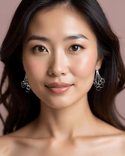 Cascading hoops silver drop earring - Sundara Joon