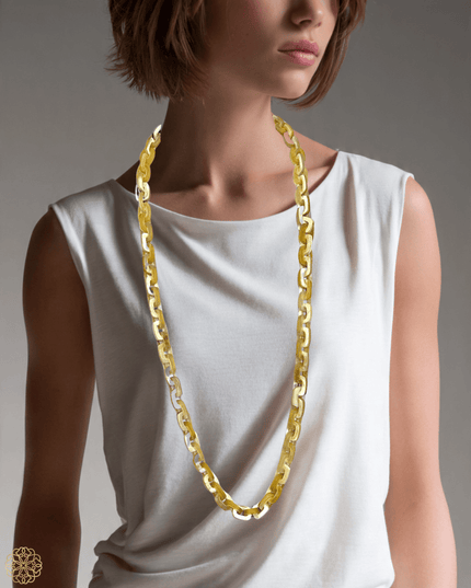 Chainlink horn necklace with stubby square links - Sundara Joon