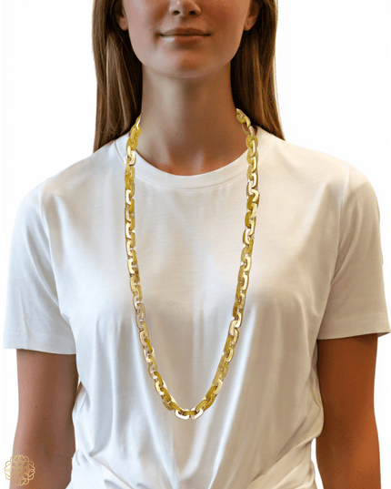 Chainlink horn necklace with stubby square links - Sundara Joon