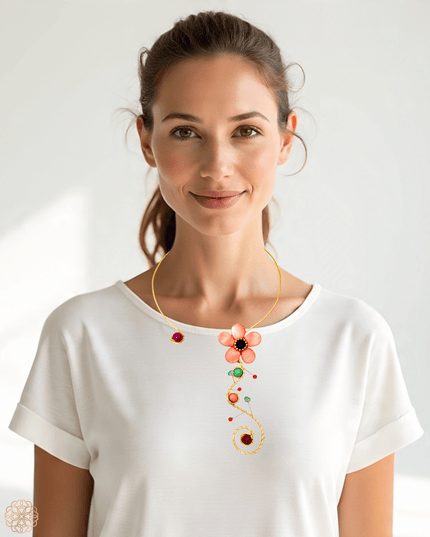 Choker necklace with cascading flower strand - Sundara Joon