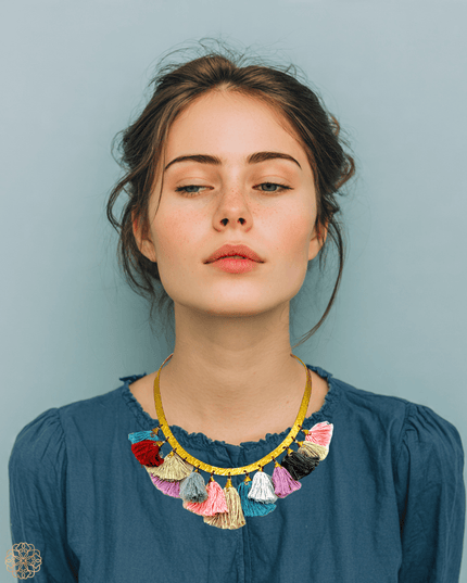 Choker necklace with colored tassels - Sundara Joon