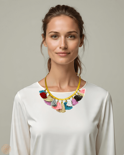 Choker necklace with colored tassels - Sundara Joon