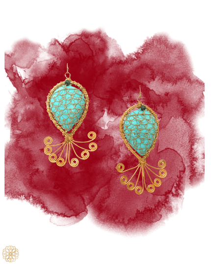 Chubby poisson turquoise statement earrings - Sundara Joon