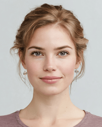 Circular silver drop ear chain earring - Sundara Joon