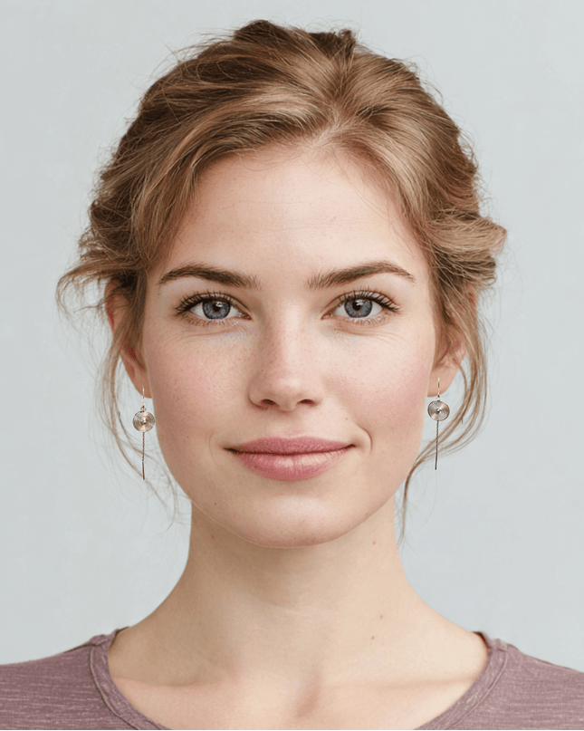 Circular silver drop ear chain earring - Sundara Joon