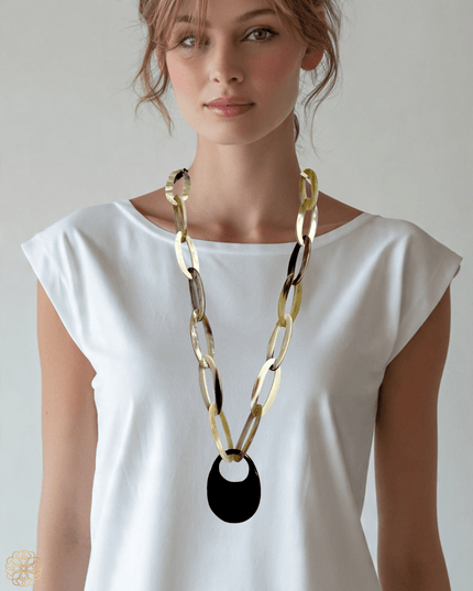 Classic and bold horn chainlink necklace - Sundara Joon