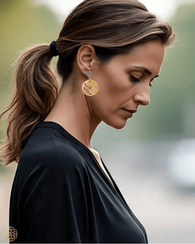 Classic round drop earrings with Asian motif - Sundara Joon