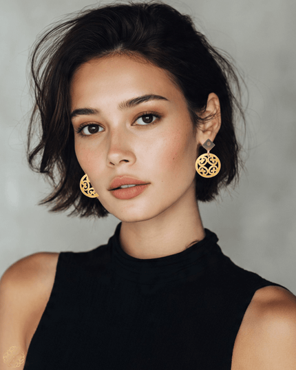 Classic round drop earrings with Asian motif - Sundara Joon