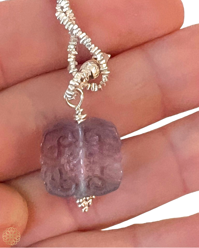 Fluorite & Silver Lariat Necklace | Unique Necklace | Sundara Joon
