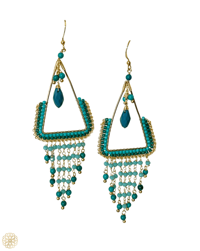 Colorful beaded bohemian statement drop earrings - Sundara Joon