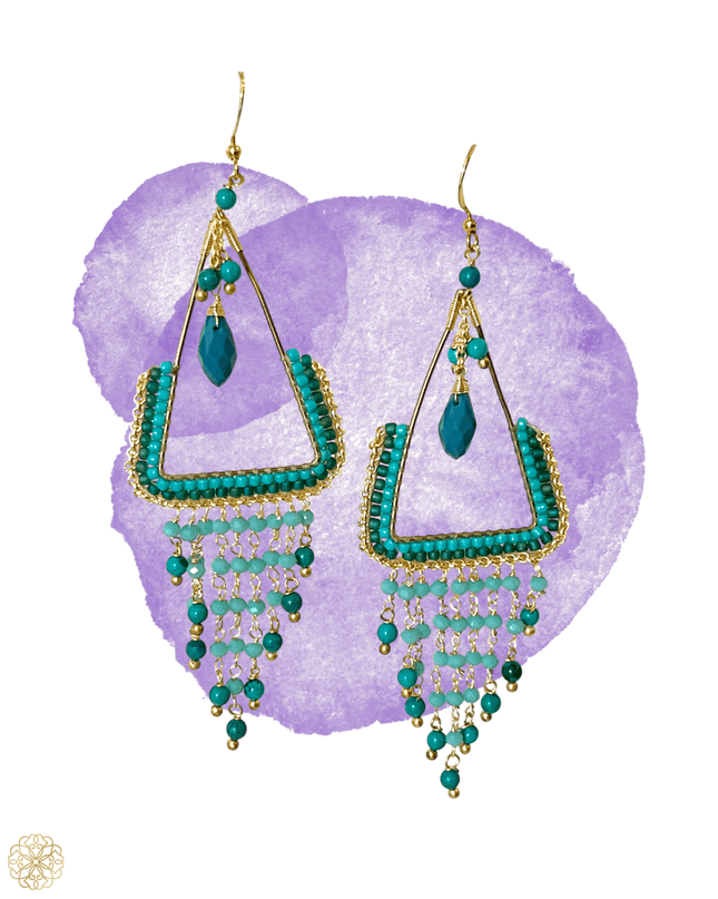 Colorful beaded bohemian statement drop earrings - Sundara Joon
