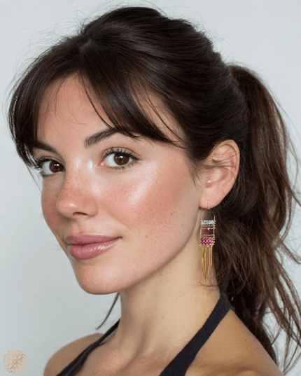 Colorful beaded dangling earrings - Sundara Joon