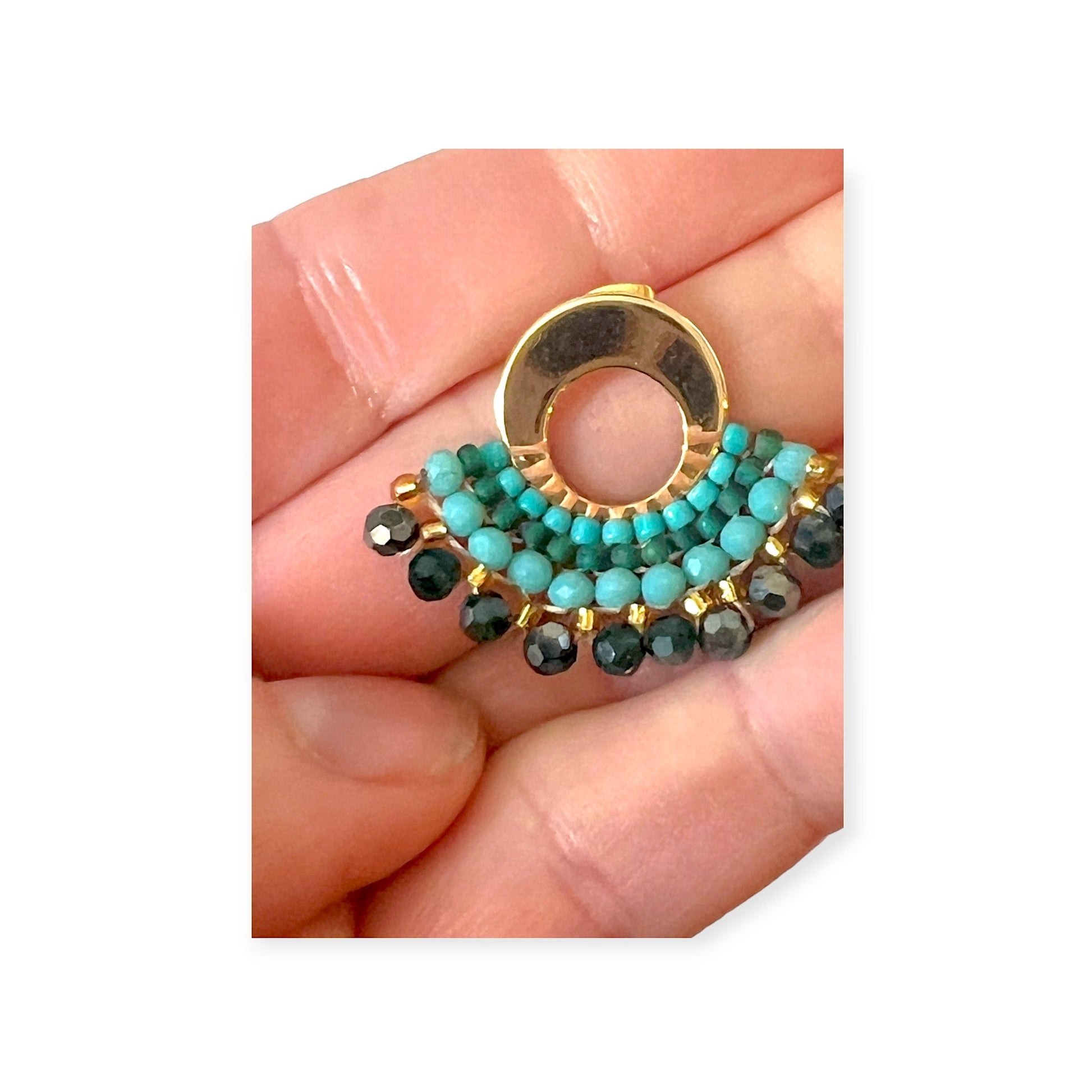 Colorful beaded fan earrings - Sundara Joon