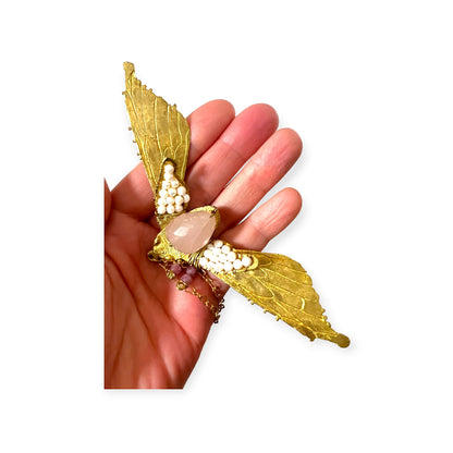 Colorful beaded moth pendant necklace - Sundara Joon