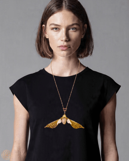 Colorful beaded moth pendant necklace - Sundara Joon