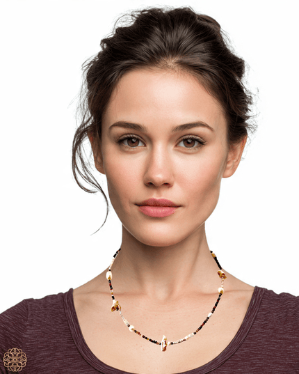 Colorful beaded tribal necklace with bold tassel - Sundara Joon