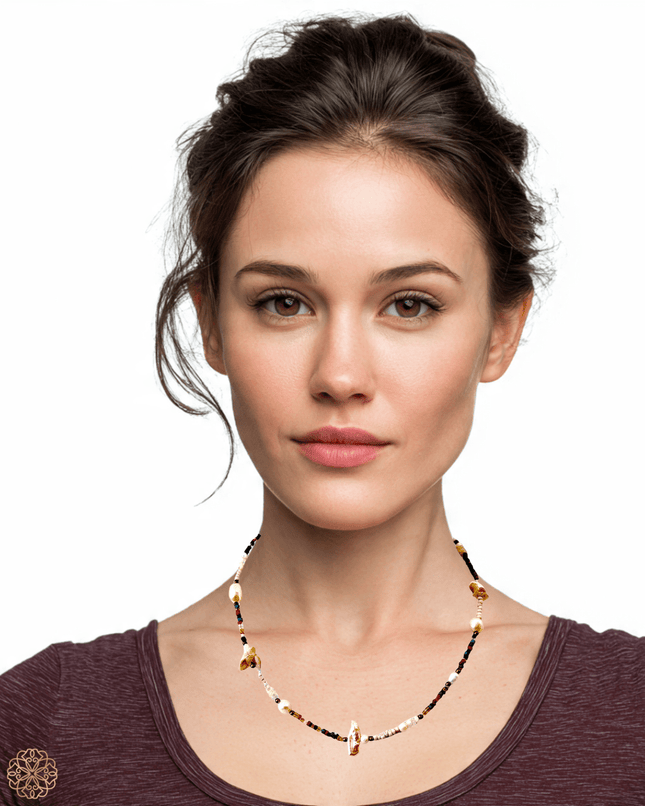 Colorful beaded tribal necklace with bold tassel - Sundara Joon