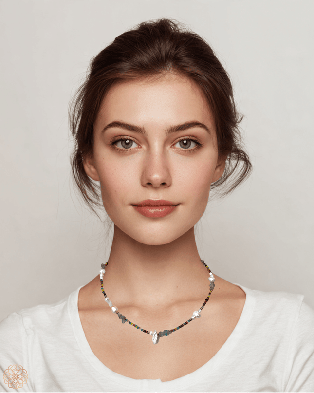 Colorful beaded tribal necklace with bold tassel - Sundara Joon