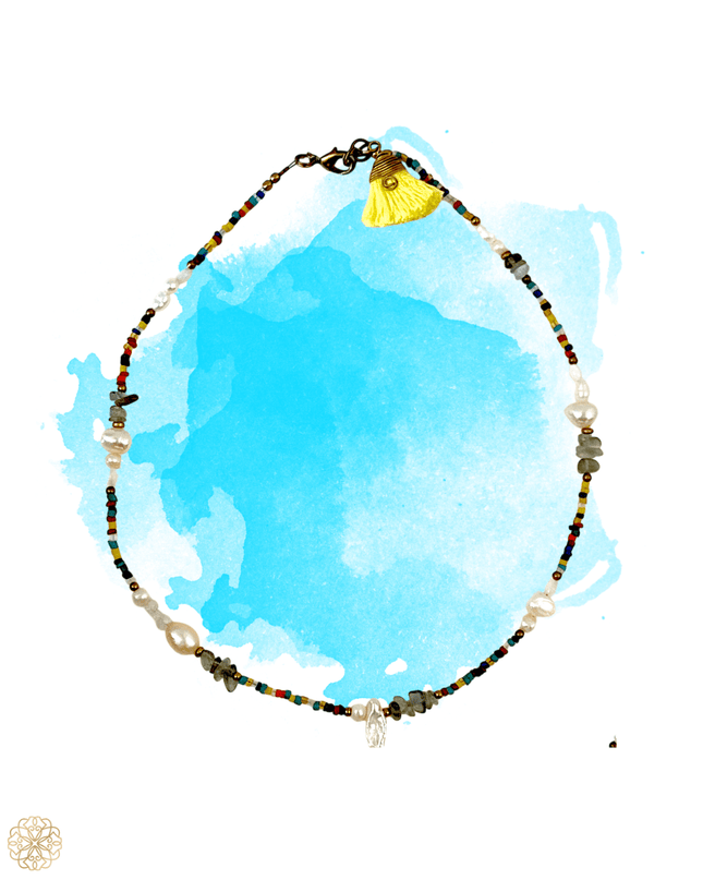 Colorful beaded tribal necklace with bold tassel - Sundara Joon