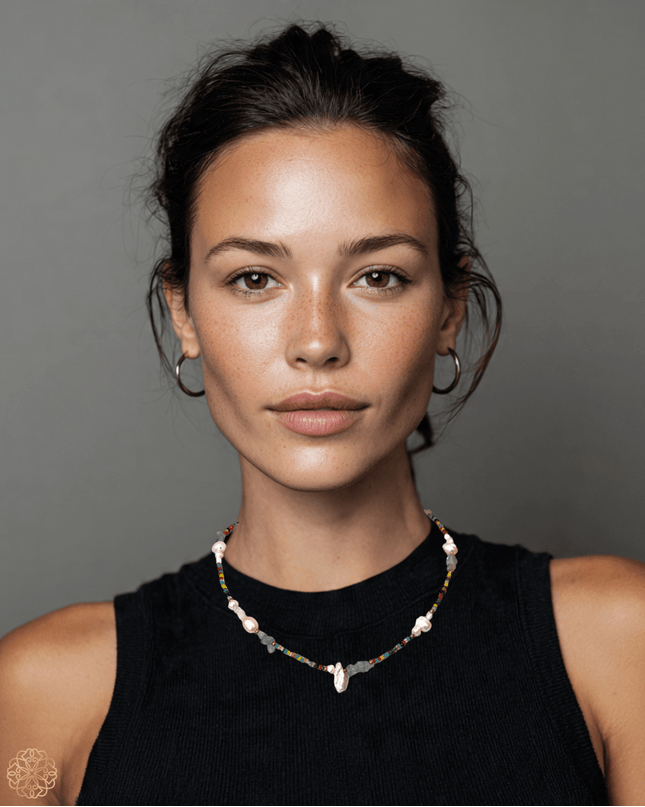 Colorful beaded tribal necklace with bold tassel - Sundara Joon