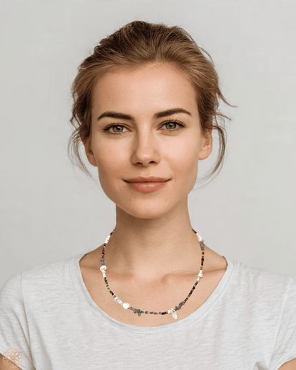 Colorful beaded tribal necklace with bold tassel - Sundara Joon