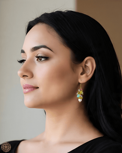 Colorful gemstone and pearl cluster earrings - Sundara Joon