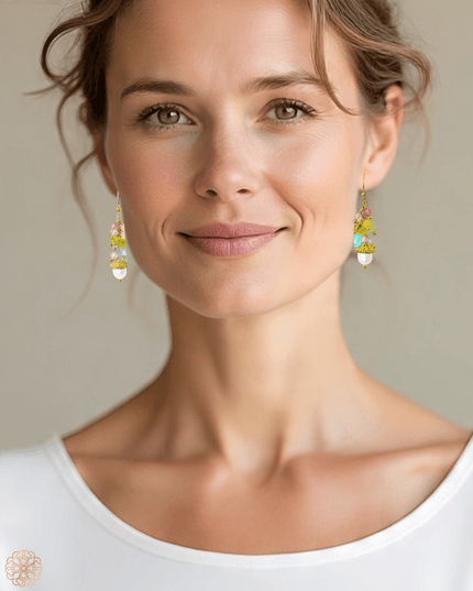 Colorful gemstone and pearl cluster earrings - Sundara Joon