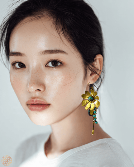 Dangling gemstone flower statement earrings - Sundara Joon
