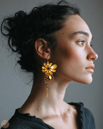 Dangling gemstone flower statement earrings - Sundara Joon