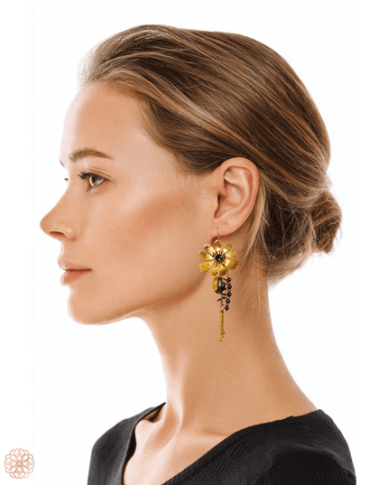 Dangling gemstone flower statement earrings - Sundara Joon