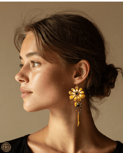 Dangling gemstone flower statement earrings - Sundara Joon