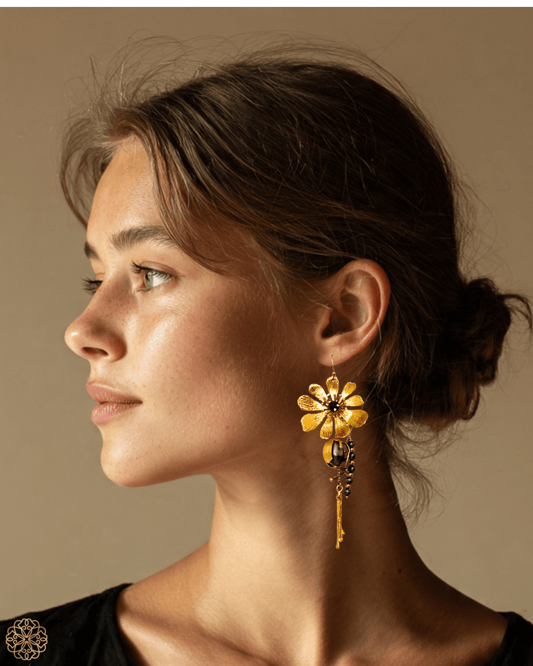 Dangling gemstone flower statement earrings - Sundara Joon