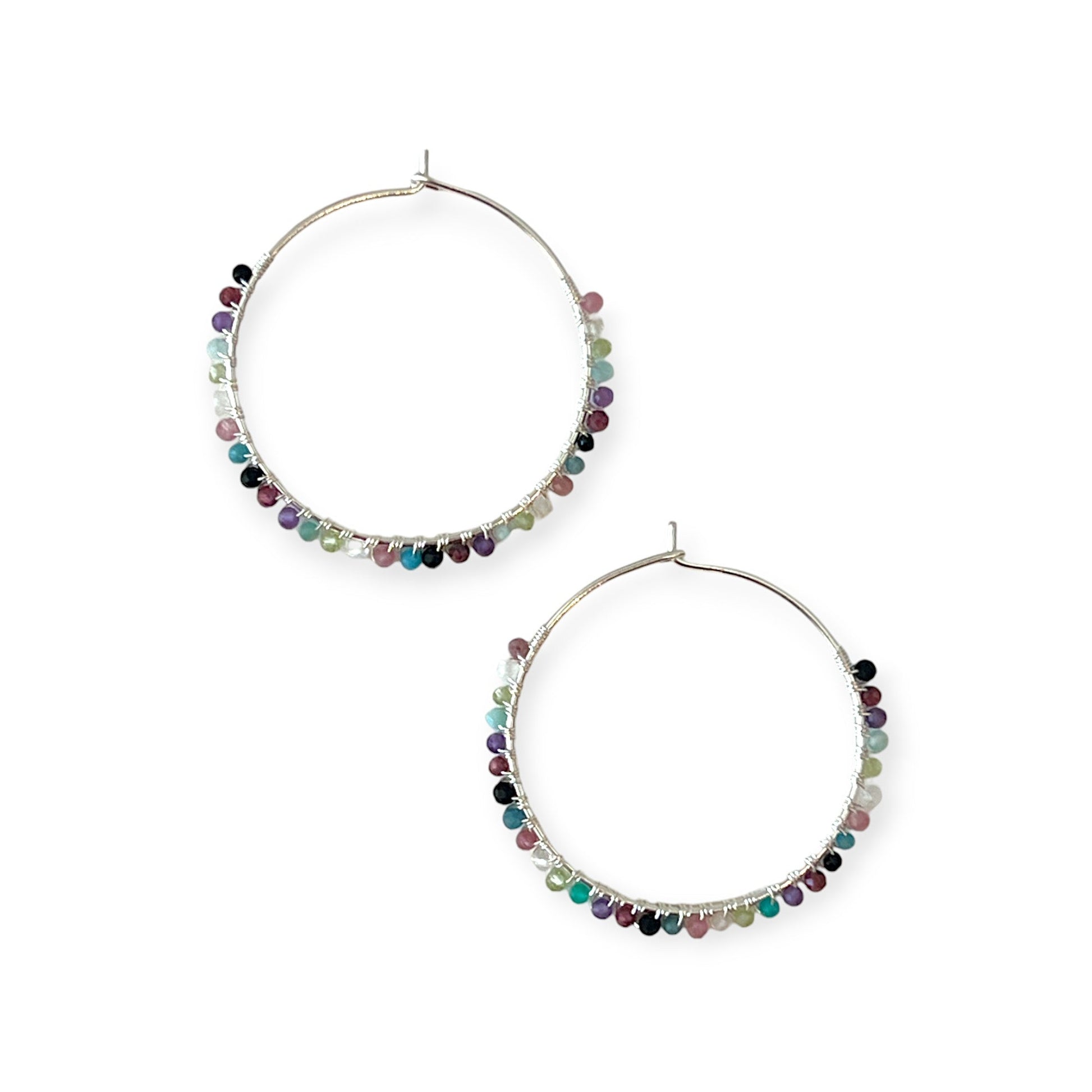 Delicate hoop earrings with colorful stones - Sundara Joon